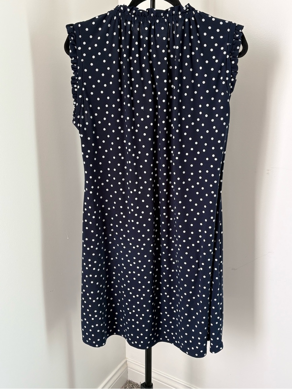 Tommy Hilfiger Navy Blue Polka Dot Dress with Ruffled sleeves